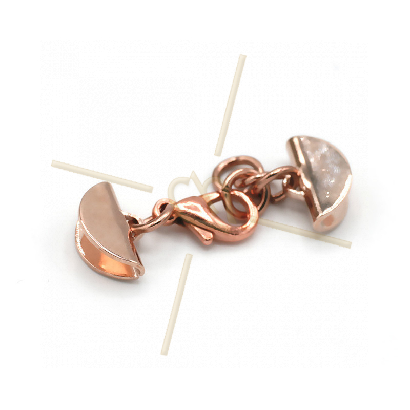 combi slotje musqueton met eindstukjes 11mm Rose goldplated