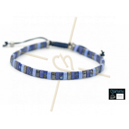 Kit armbandje met Miyuki quart + half + Tila met macramé sluiting Blauw Mix