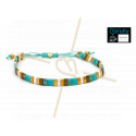 Kit armbandje met Miyuki quart + half + Tila met macramé sluiting Turquoise doré