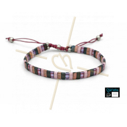 Kit bracelet avec Miyuki Quart + Demi + Tila en macramé fermoir rose gris