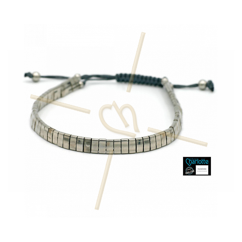 Kit bracelet with Miyuki Quarter + Half + Tila with macramé clasp Full Palladium