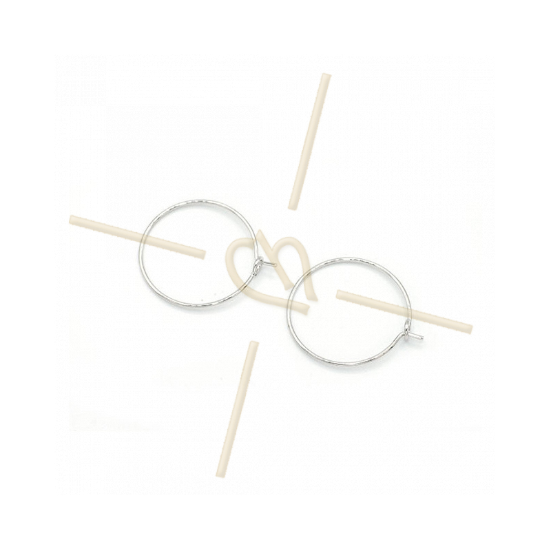 Hoops Earrings round 20mm Rhodium plated Hoops Earrings round 20mm Rhodium plated