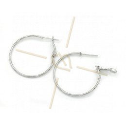 Créoles Boucles d'Oreilles rond 30mm Rhodium