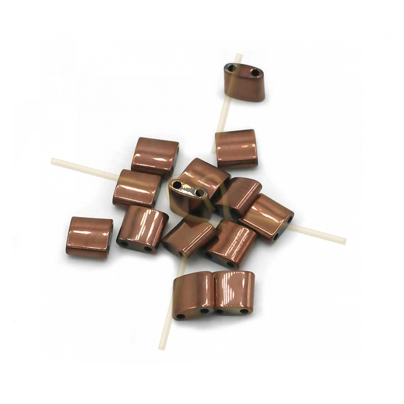 Hematite Tila 2-holes 5*5mm Rose Gold Plated Hematite Tila 2-holes 5*5mm Rose Gold Plated