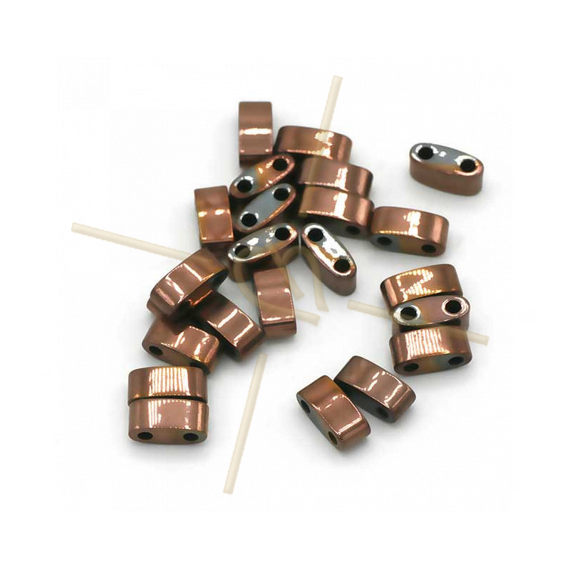 Hematiet Half Tila 2-gaatjes 3*5mm Rose Gold Plated