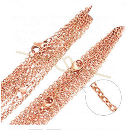 Collier acier 48cm avec fermoir musqueton Rose Gold Plated