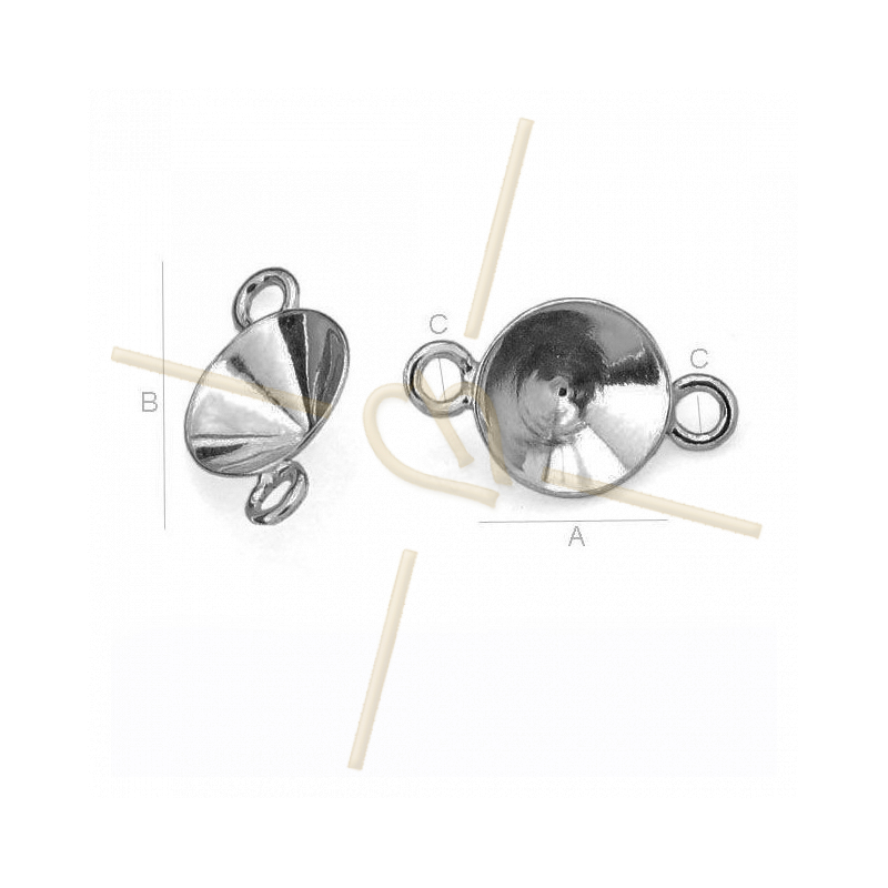 Connector setting silver .925 for Swarovski Xirius Chaton 1088 8mm