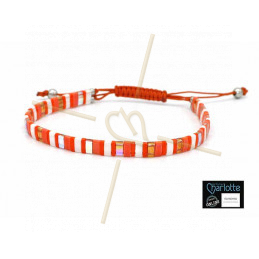 Kit bracelet avec Miyuki Quart + Demi + Tila en macramé fermoir Orange vif