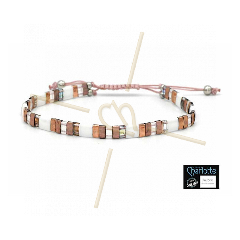 Kit bracelet with Miyuki Quarter + Half + Tila with macramé clasp Rose gold