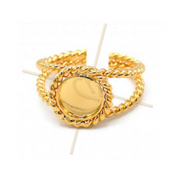 Ring adjustable with disc 8mm Gold Plated