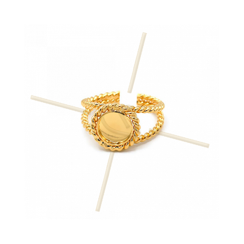 Ring adjustable with disc 8mm Gold Plated