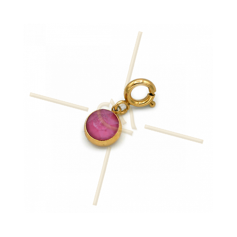 Charms Stainless Steel with clasp and Swarovski Strass Fuchsia