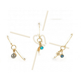 Charms edelstaal met slotje en Swarovski strass Geel