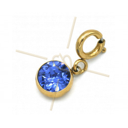 Charms edelstaal met slotje en Swarovski strass Sapphire