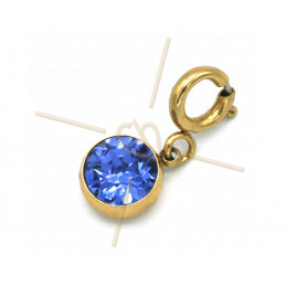 Charms Stainless Steel with clasp and Swarovski Strass Sapphire