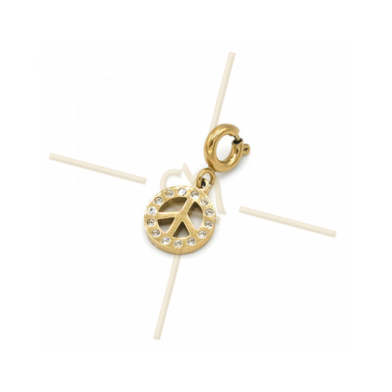 Charms acier inoxydable Gold Plated avec attache Peace