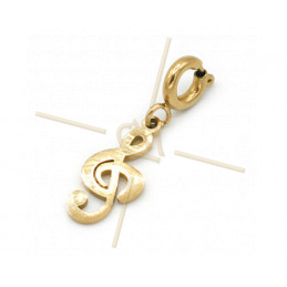 Charms Stainless Steel Gold Plated Treble Clef with clasp