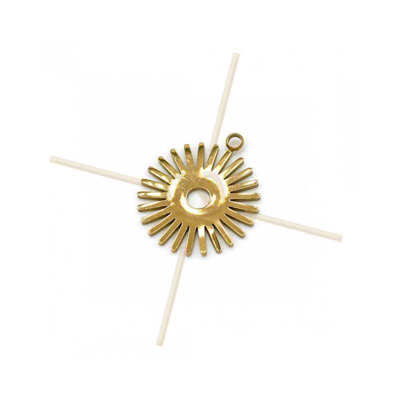 Charms acier inoxydable Gold Plated Sun 20mm
