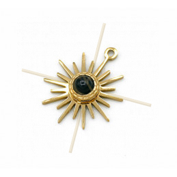 Charms edelstaal Gold Plated zon 15mm met steentje