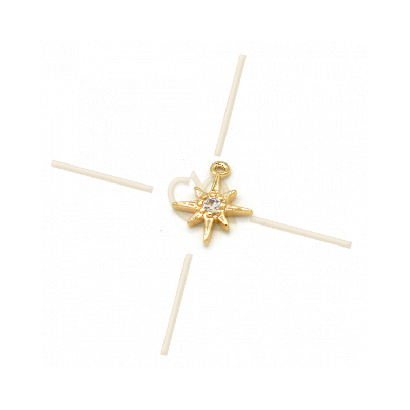 Charms Gold Plated Star 8mm with Crystal Strass