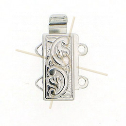 Sliding Clasp 2-row Rhodium plated 12*6mm