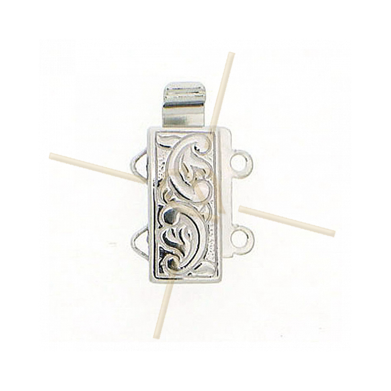 Sliding Clasp 2-row Rhodium plated 12*6mm