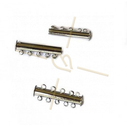 Clasp slider 5-row tube Rhodium