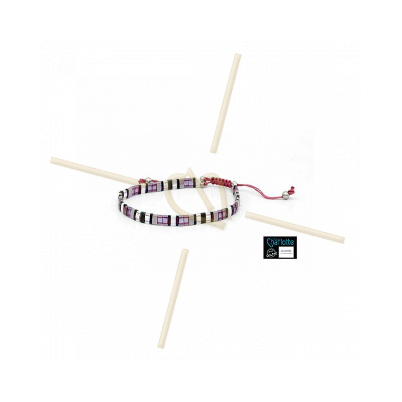Kit Bracelet with Miyuki quart + half + Tila with macramé clasp Purple Kit Bracelet with Miyuki quart + half + Tila with macramé clasp Purple