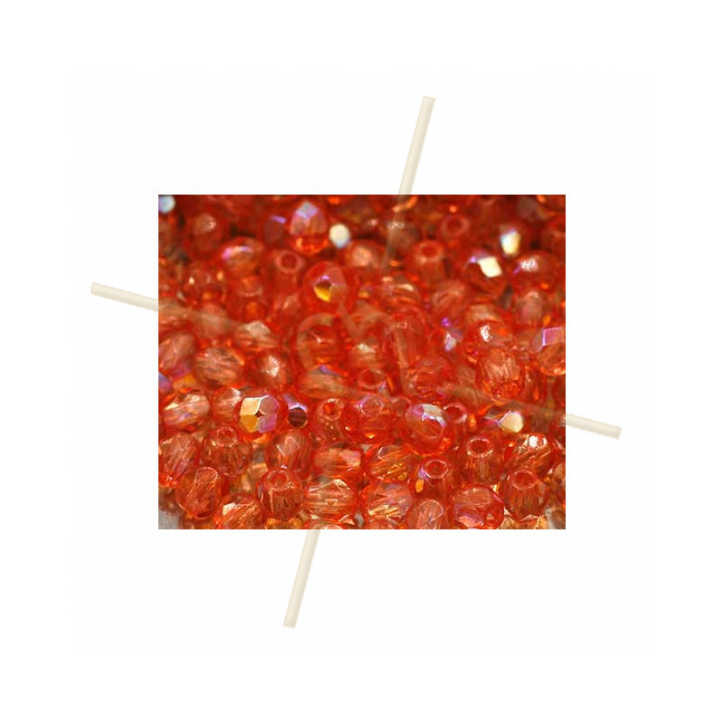 Firepolished Czech Bead 4mm Padparadscha AB Firepolished Czech Bead 4mm Padparadscha AB