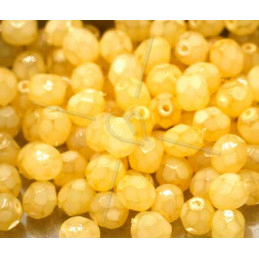 Firepolished Czech Bead 4mm Jaune Crème Opaque