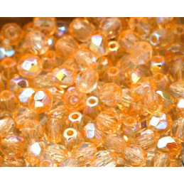 Firepolished Czech Bead 4mm Peach AB