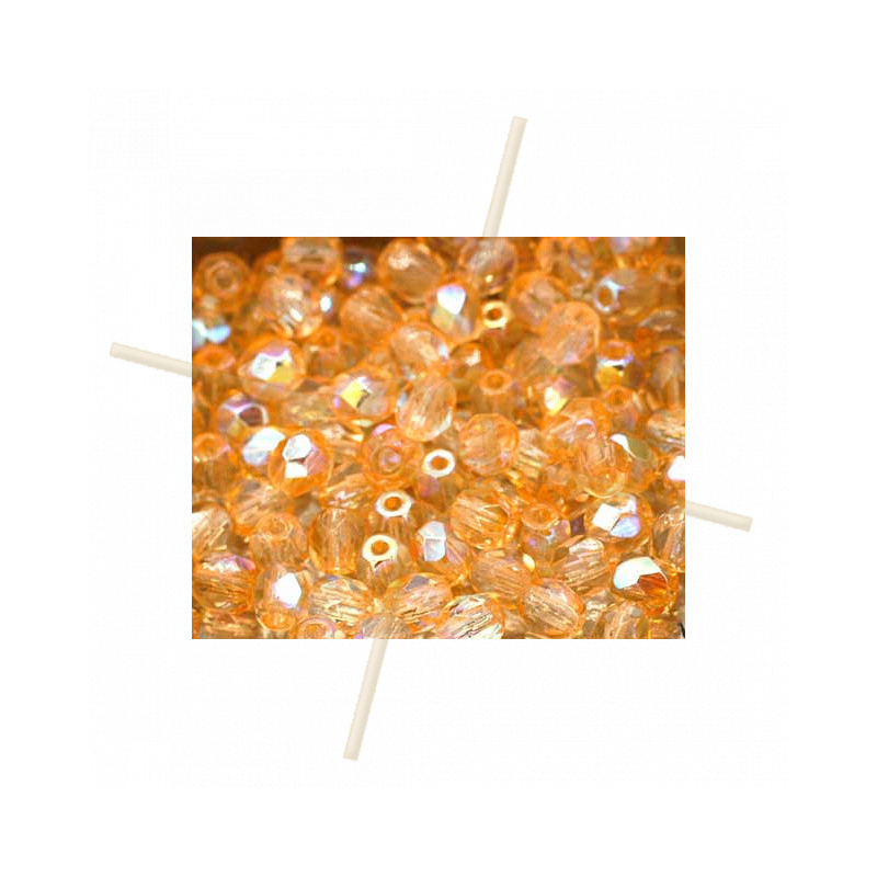 Firepolished Facet kraal 4mm Peach AB Firepolished Facet kraal 4mm Peach AB