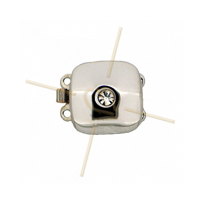 slot rond met 1 strass 2-rangs Rhodium