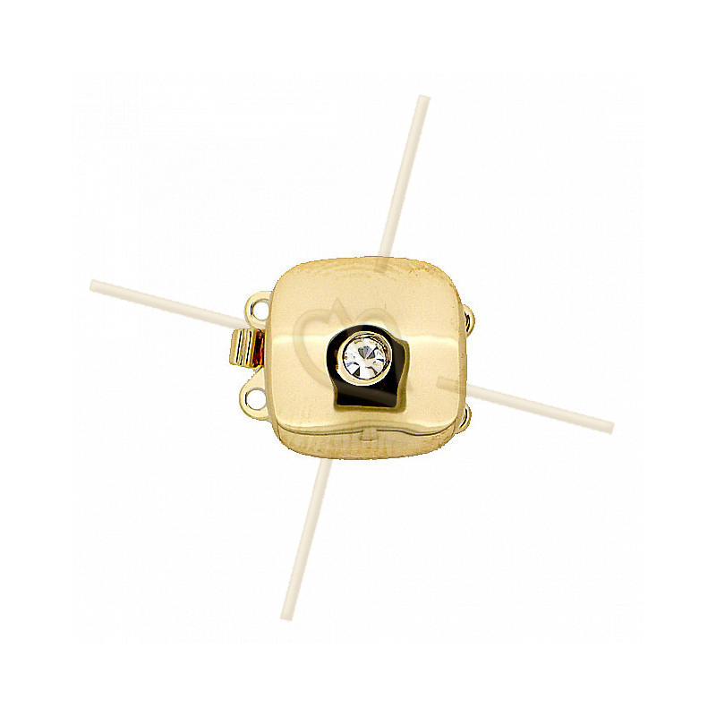 clasp with 1 strass 2-rows Gold Plated clasp with 1 strass 2-rows Gold Plated