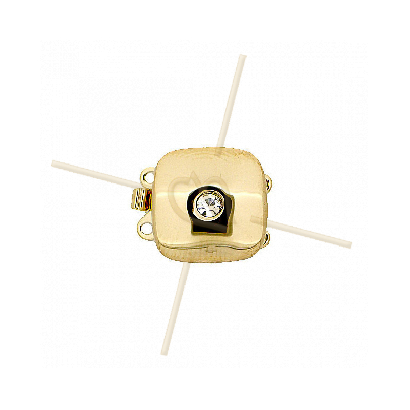 slot rond met 1 strass 2-rangs Gold Plated
