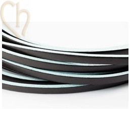 leather ribbon 5mm brown/turquoise