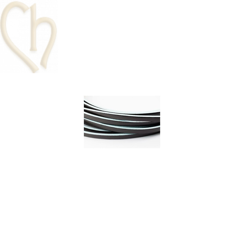 cuir plat 5mm marron/turquoise