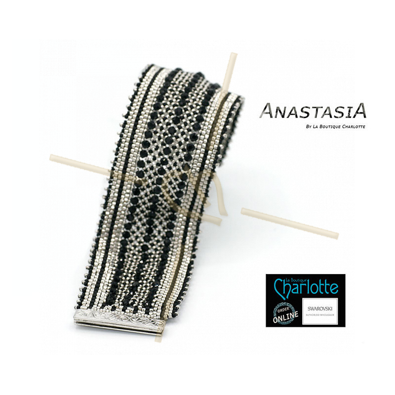 Kit armband Anastasia Zwart Zilver