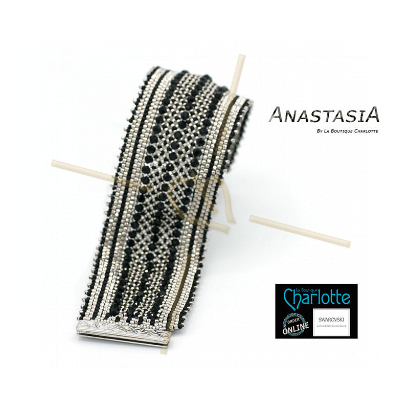 Kit armband Anastasia Zwart Zilver Kit armband Anastasia Zwart Zilver