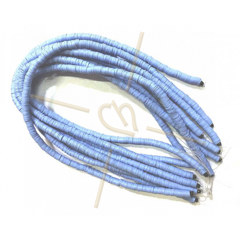 Heishi rondellen 6mm lichtblauw String 40 cm.