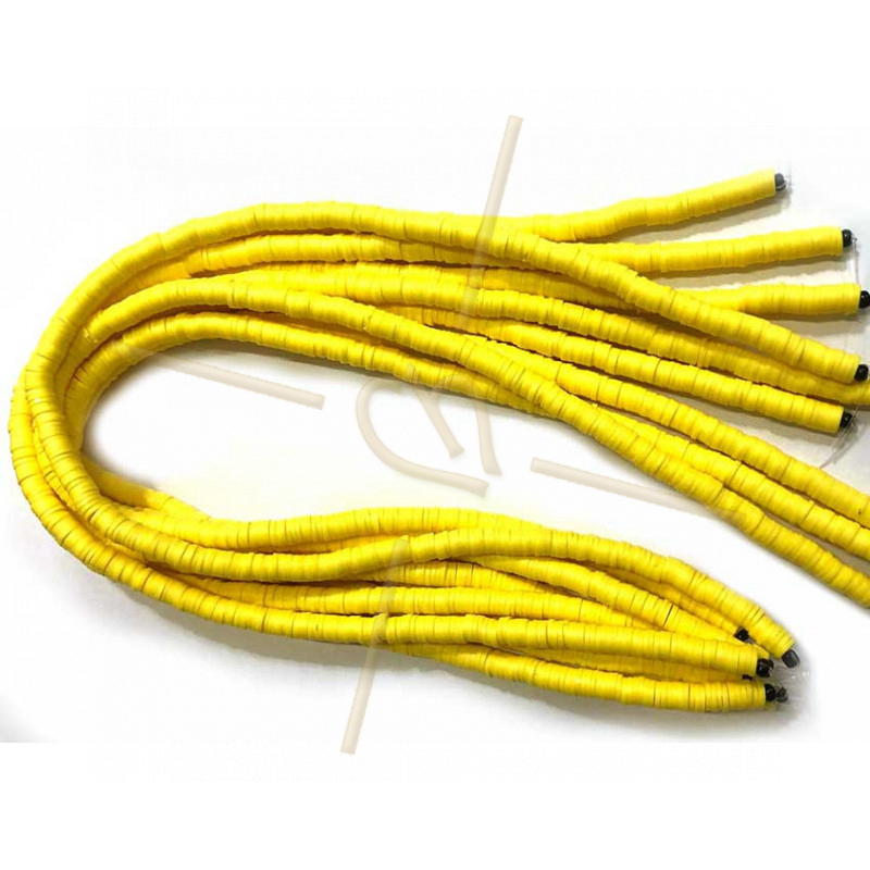 Heishi rondellen 6mm Geel String 40 cm.