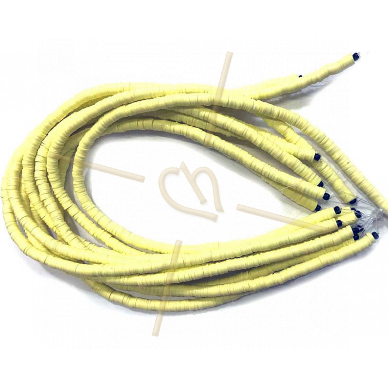 Heishi Rings 6mm Light Yellow String 40cm.