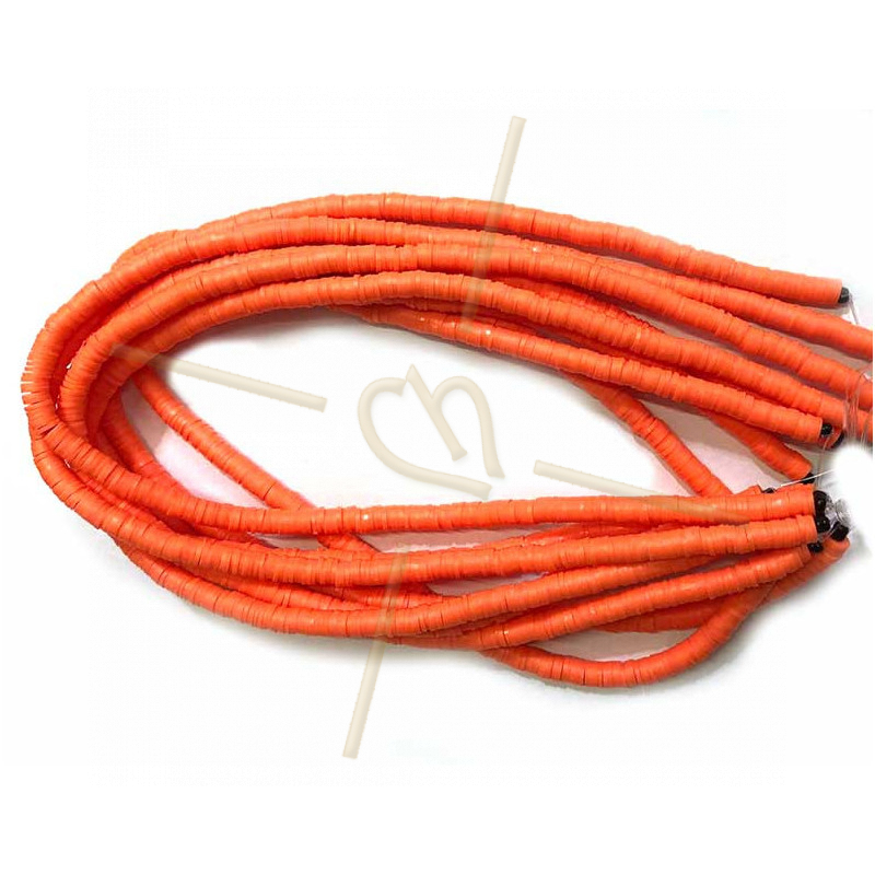 Heishi rondellen 6mm Orange String 40 cm.