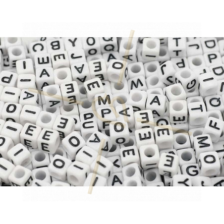 Perles Lettres Acrylique DAHI - 1000 Pièces 6x6 Mm, Alphabet A-Z Noir Et Blanc, Pour Bracelets Et Créations