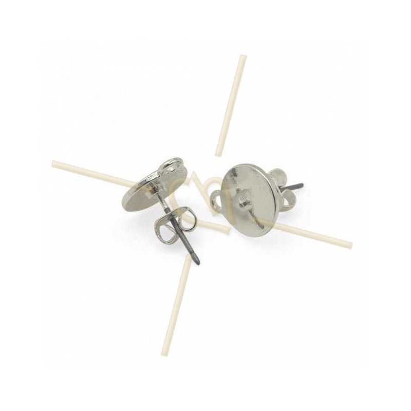 Oorbellen disk 12mm met ring Rhodium Plated Oorbellen disk 12mm met ring Rhodium Plated
