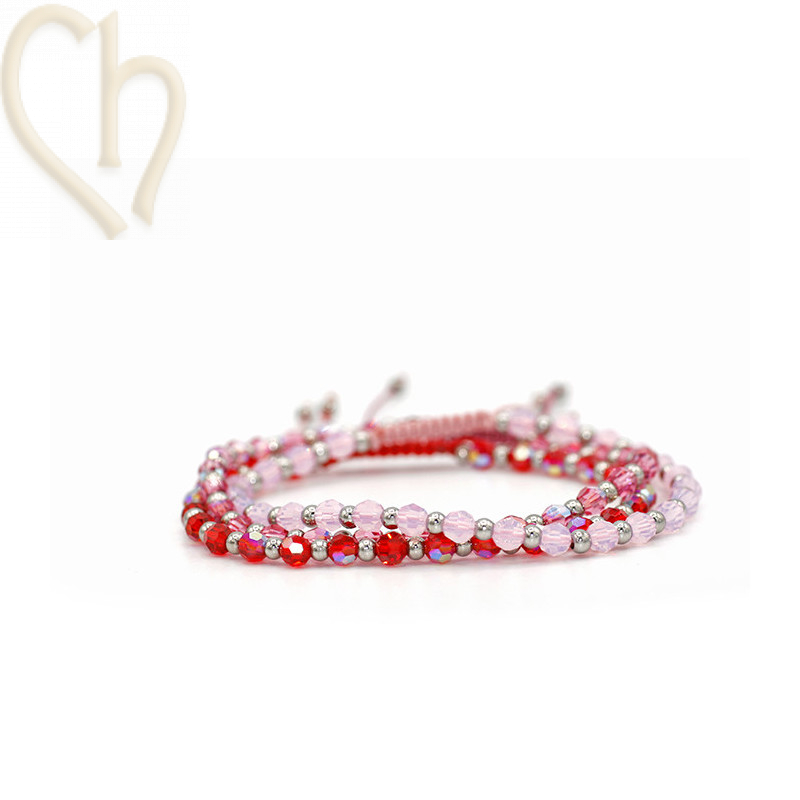 3 Kits bracelet steel and Crystal Swarovski Red tones