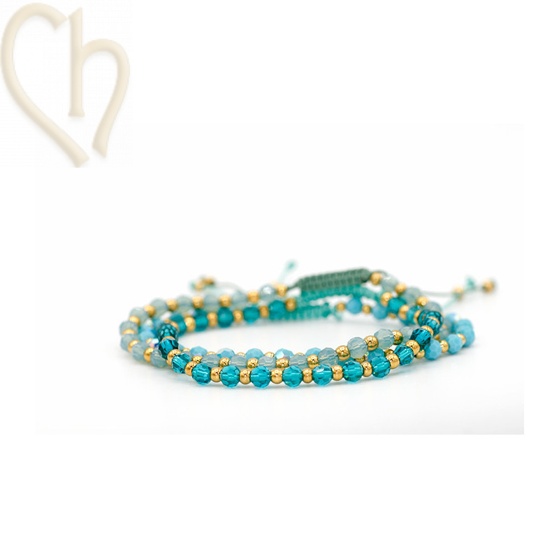 3 Kits bracelets acier et Cristaux Swarovski tons Turquoise