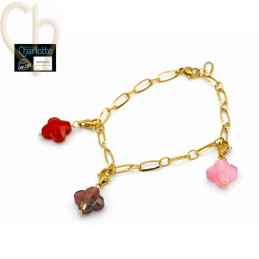 Charms Treffle4 BROWN avec fermoir en acier plaqué or