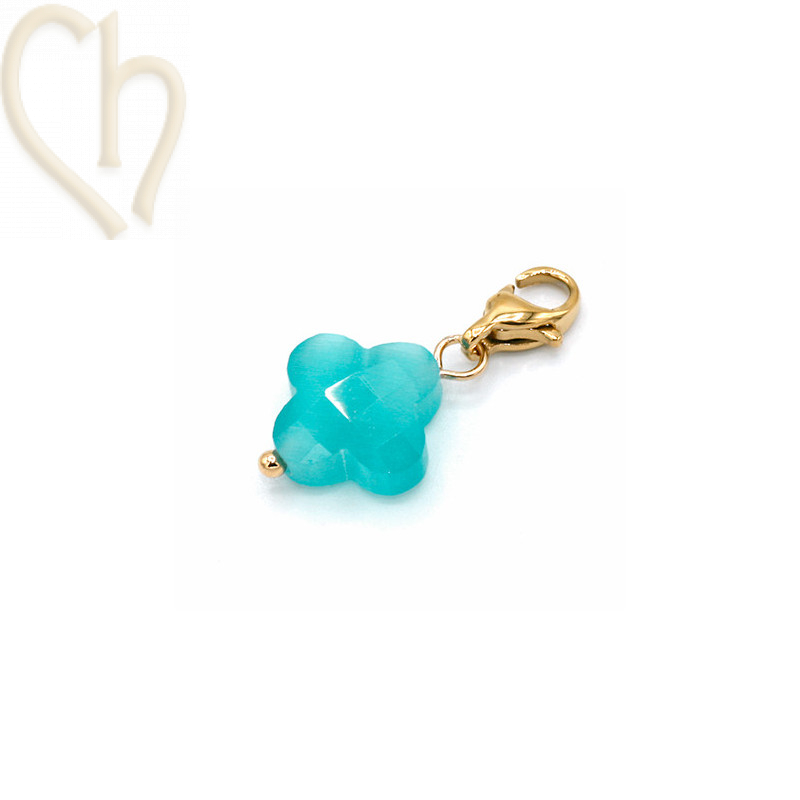 Charms clover4 AZORE met edelstaal slotje goldplated