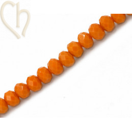 Round flattened facetted glasbead 6*4mm color Ocher